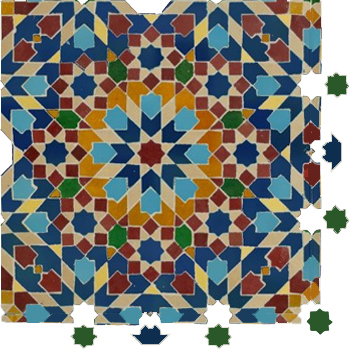 Mosaic House Moroccan tile Batha 11-15-7-10-8-18-23 Red,   Ochre,   Green,   Beige,   Cobalt Blue,   Yellow,   Turquoise,    solid zellige, mosaic, zellij, field, pattern, glaze, classic, stars, intricate, complex, traditional 